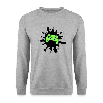 Gamer Gamepad Blobs - Unisex Sweatshirt - salt & pepper - Front - Alina (178cm) & Michal (187cm)