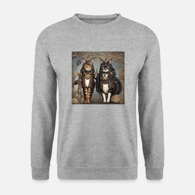 SteampunkKatzen - Unisex Pullover - Weißgrau meliert