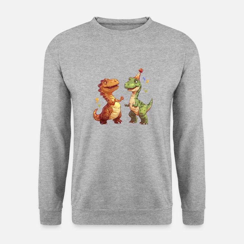 Zwei lustige Dinosaurier - Unisex Pullover - Weißgrau meliert