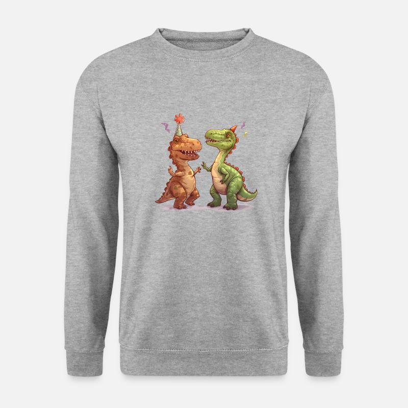 Zwei tanzende Dinosaurier - Unisex Pullover - Weißgrau meliert