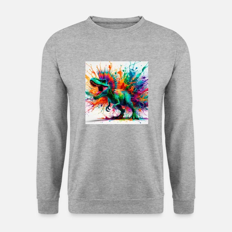 Dinosaurier im Aquarell - Unisex Pullover - Weißgrau meliert