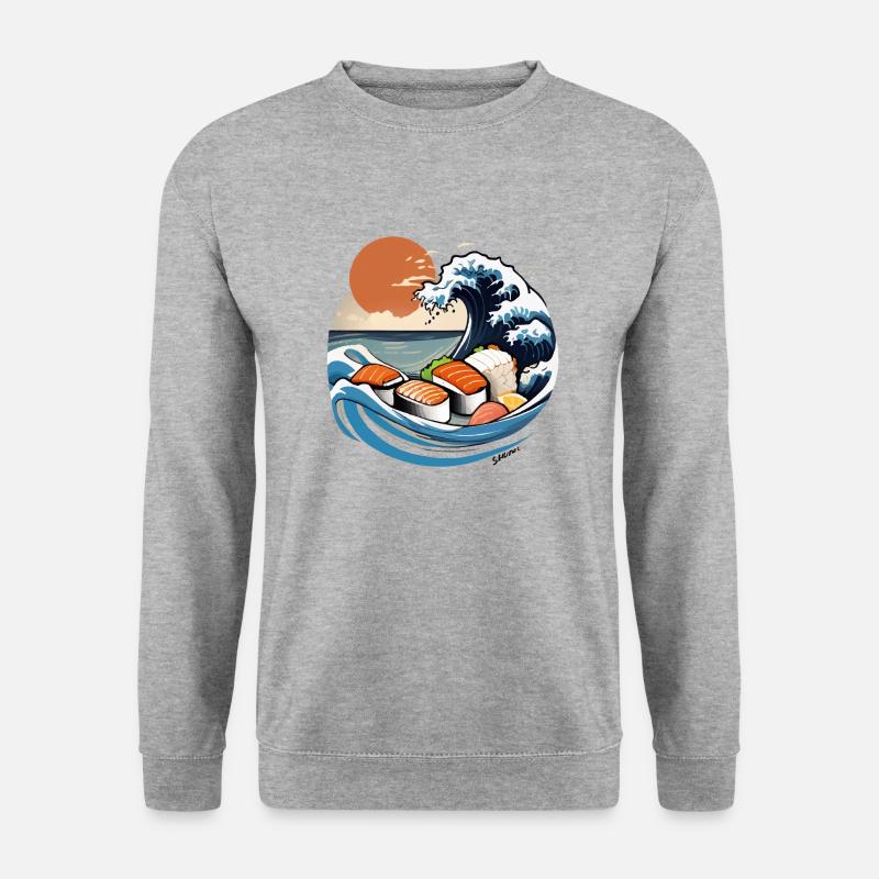 Japan Sushi Meer - Unisex Pullover - Weißgrau meliert