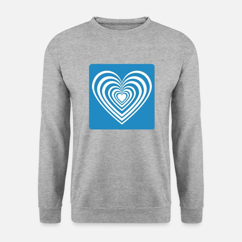 Blaues Herz - Unisex Pullover - Weißgrau meliert