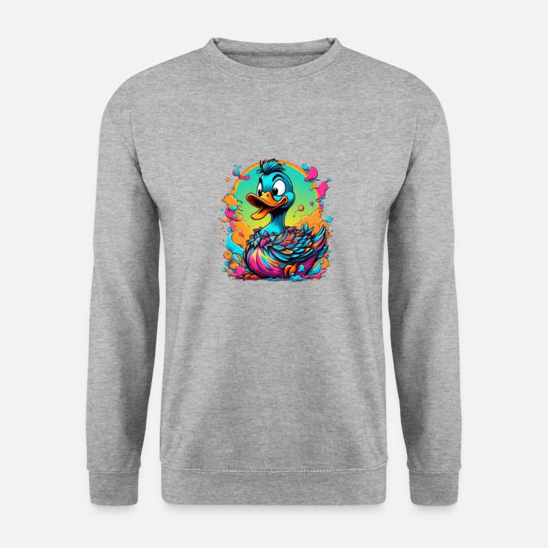 Bunte Ente - Unisex Pullover - Weißgrau meliert