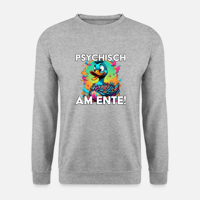 Psychisch am Ente - Unisex Pullover - Weißgrau meliert