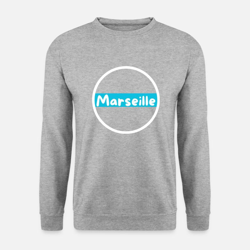 Marseille blau und weiß - Unisex Pullover - Weißgrau meliert