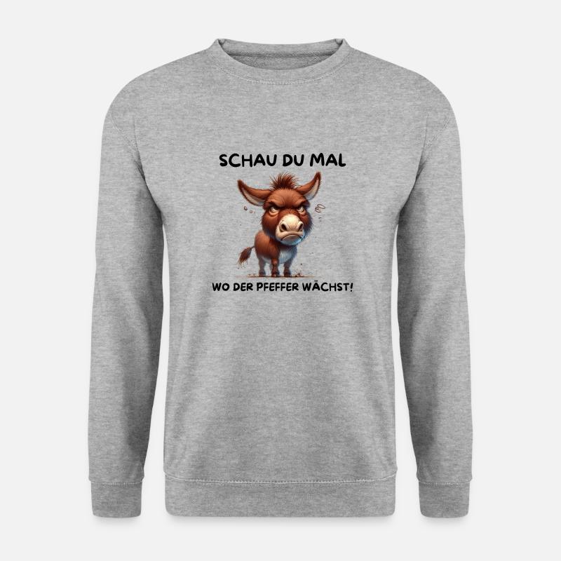 Lustiger Esel - Unisex Pullover - Weißgrau meliert