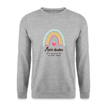 Thank you nanny for teaching me so many pretty things - Unisex Sweatshirt - salt & pepper - Front - Alina (178cm) & Michal (187cm)