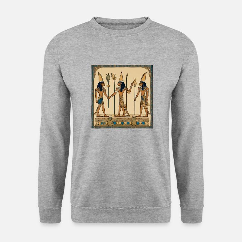 Pharaonisches Design überraschend - Unisex Pullover - Weißgrau meliert