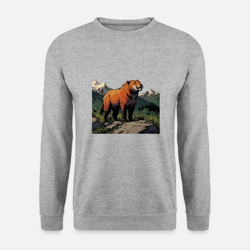 Tiger-Comic-Stil - Unisex Pullover - Weißgrau meliert