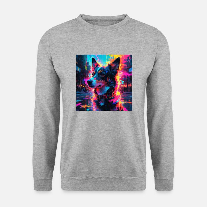 Neon Hund - Unisex Pullover - Weißgrau meliert