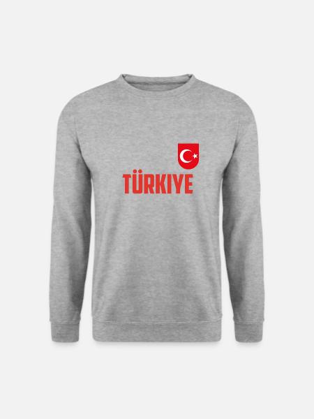 Turkey T-Shirt Turkish Flag Turkish türkei Trikot - Unisex Pullover - Weißgrau meliert