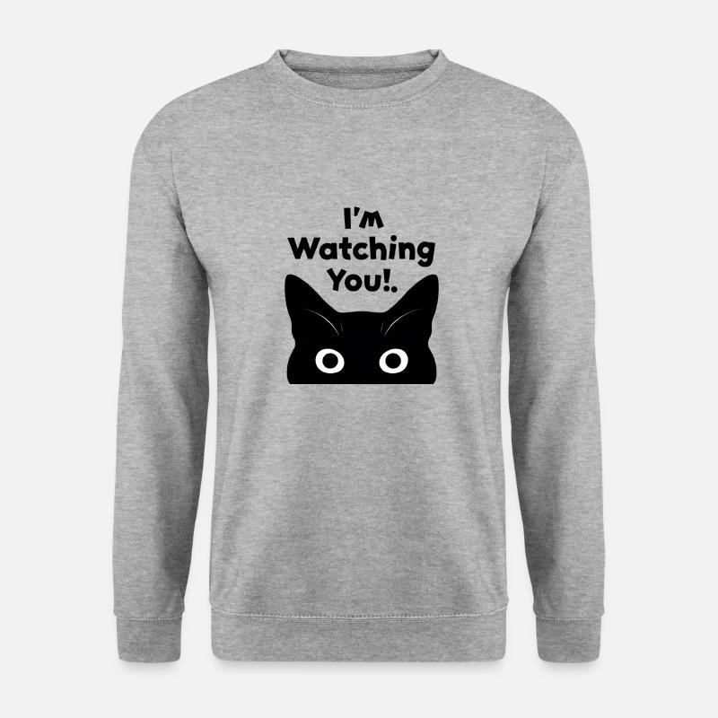 Ich beobachte dich Katze - Unisex Pullover - Weißgrau meliert