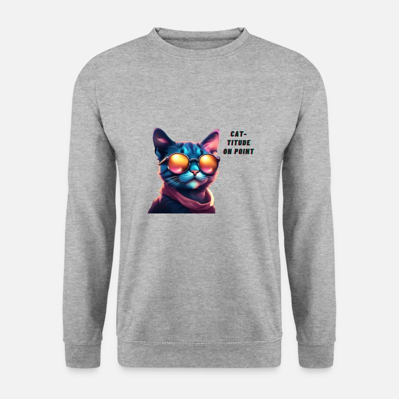 Fancy Cat - Unisex Pullover - Weißgrau meliert