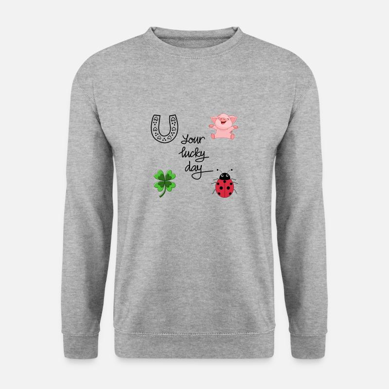 Lucky - Unisex Pullover - Weißgrau meliert