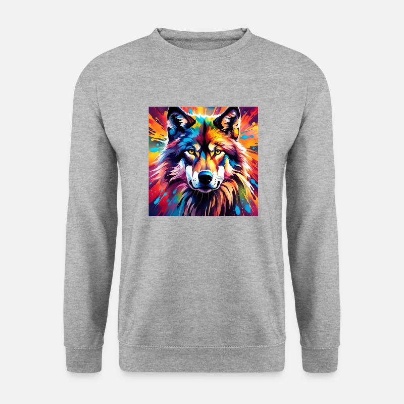 Wolf 1 - Unisex Pullover - Weißgrau meliert