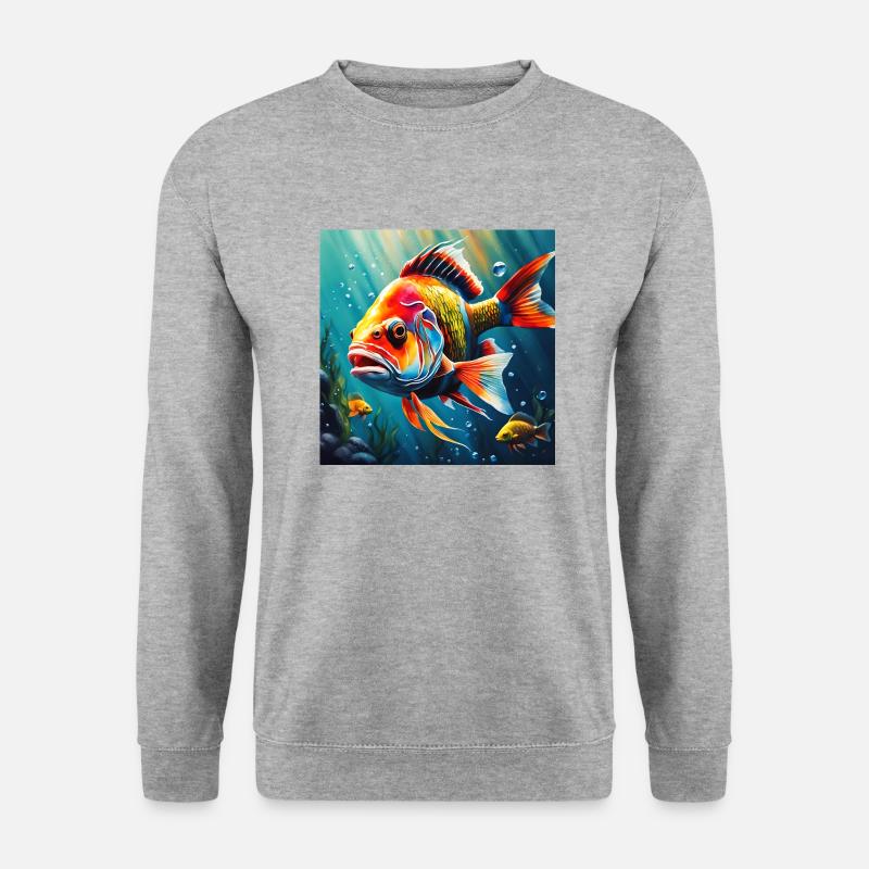 Fisch farbig - Unisex Pullover - Weißgrau meliert