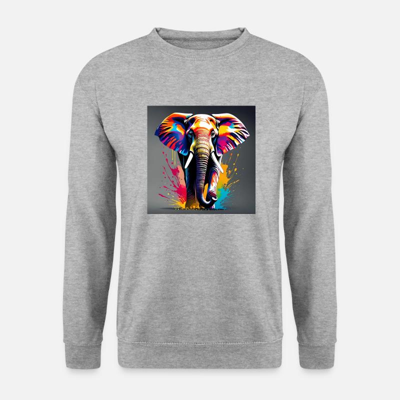 Elephant farbig - Unisex Pullover - Weißgrau meliert