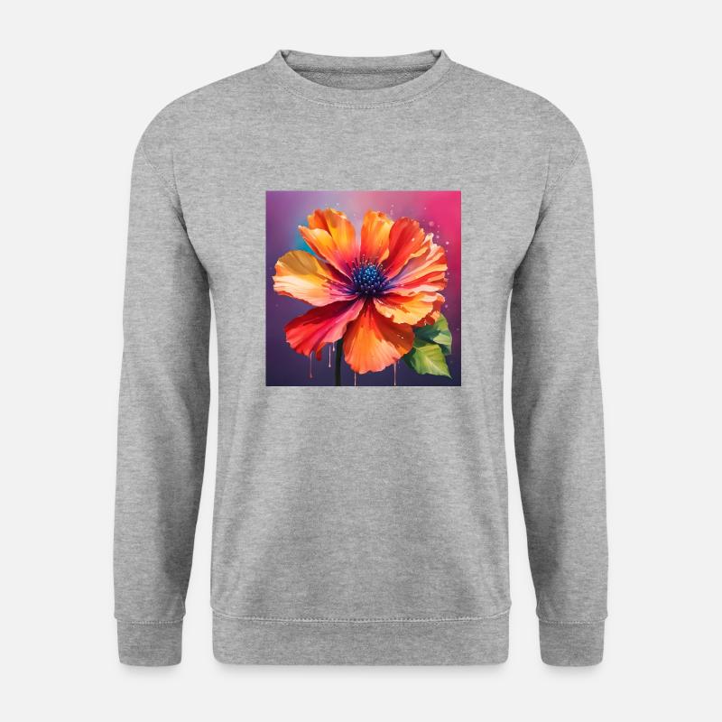 Blume - Unisex Pullover - Weißgrau meliert