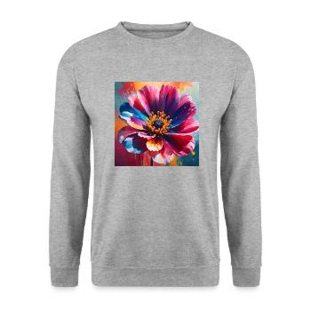 Blume - Unisex Pullover - Weißgrau meliert - Vorne - Alina (178cm) & Michal (187cm)