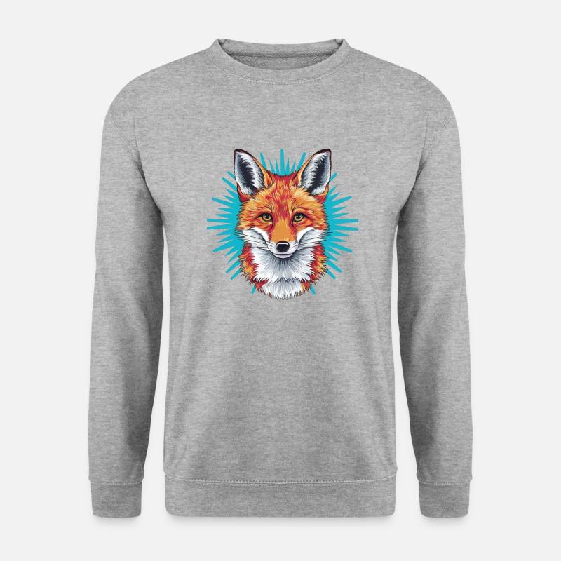Fuchs - Illustration - Unisex Pullover - Weißgrau meliert