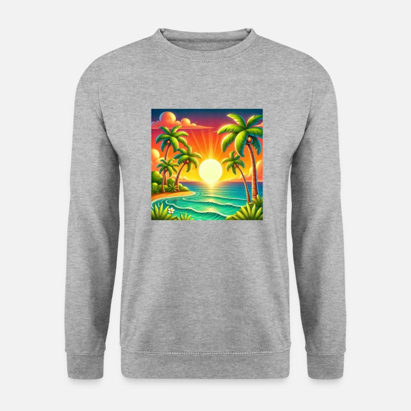 Sunset on a tropical island - Unisex Pullover - Weißgrau meliert