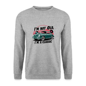 I'm not old, I'm a classic. - Unisex Pullover - Weißgrau meliert - Vorne - Alina (178cm) & Michal (187cm)