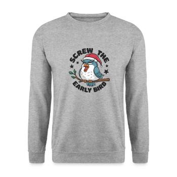 The early bird can take me - Unisex Sweatshirt - salt & pepper - Front - Alina (178cm) & Michal (187cm)