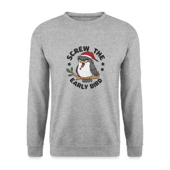 The early bird can take me - Unisex Sweatshirt - salt & pepper - Front - Alina (178cm) & Michal (187cm)