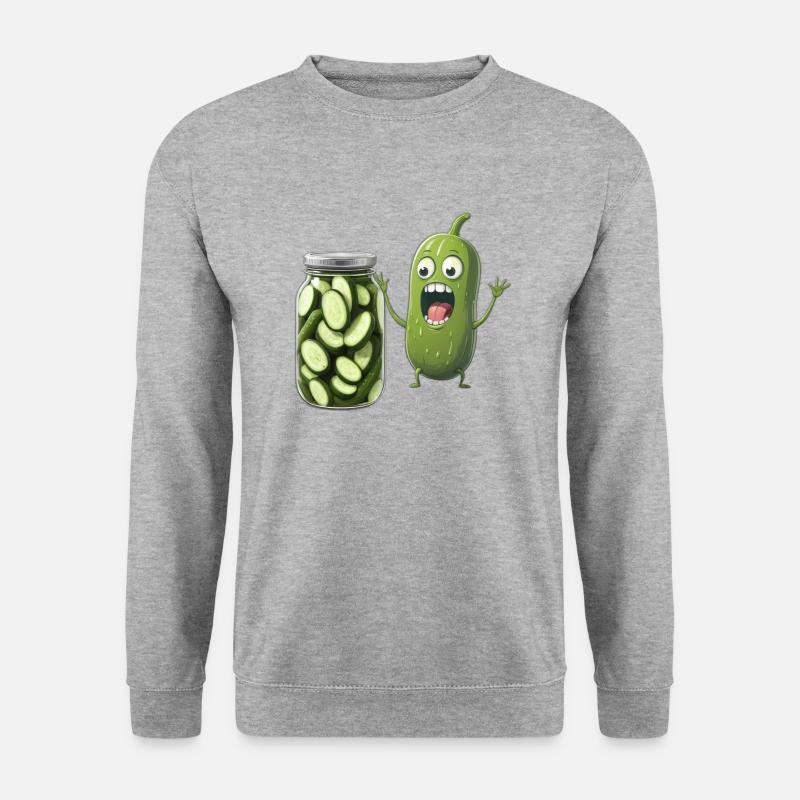 Cornichon réagissant à un pot de cornichons - Amateurs de cornichons - Sweat-shirt Unisexe - gris chiné