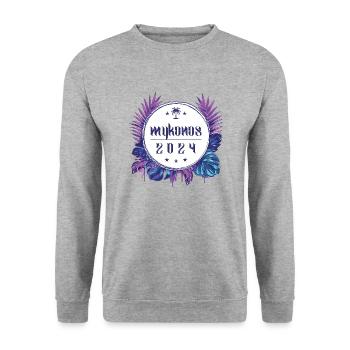 Mykonos 2024 - Unisex Pullover - Weißgrau meliert - Vorne - Alina (178cm) & Michal (187cm)