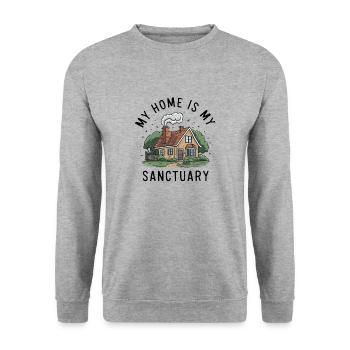 My home is my refuge. - Unisex Sweatshirt - salt & pepper - Front - Alina (178cm) & Michal (187cm)