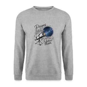 Les rêves sont comme les étoiles, il suffit de les suivre. - Sweat-shirt Unisexe - gris chiné - Devant - Alina (178cm) & Michal (187cm)