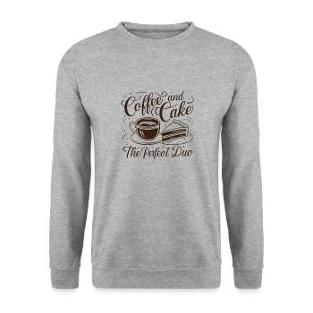 Café et gâteau – le duo parfait. - Sweat-shirt Unisexe - gris chiné - Devant - Alina (178cm) & Michal (187cm)