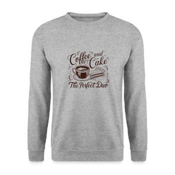 Café et gâteau – le duo parfait. - Sweat-shirt Unisexe - gris chiné - Devant - Alina (178cm) & Michal (187cm)