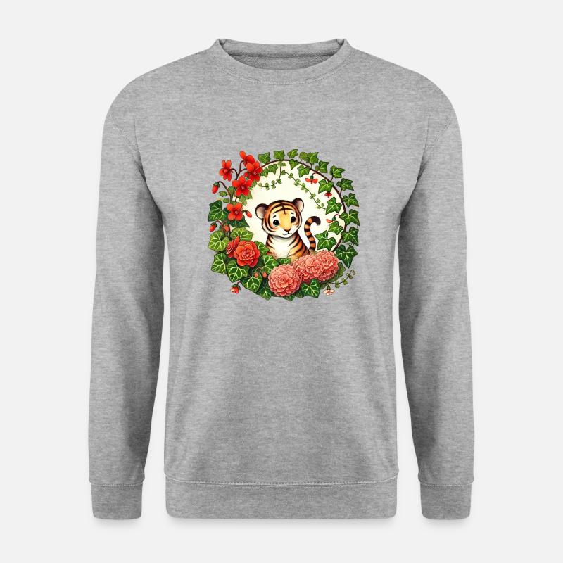 Tigerbaby - Unisex Pullover - Weißgrau meliert