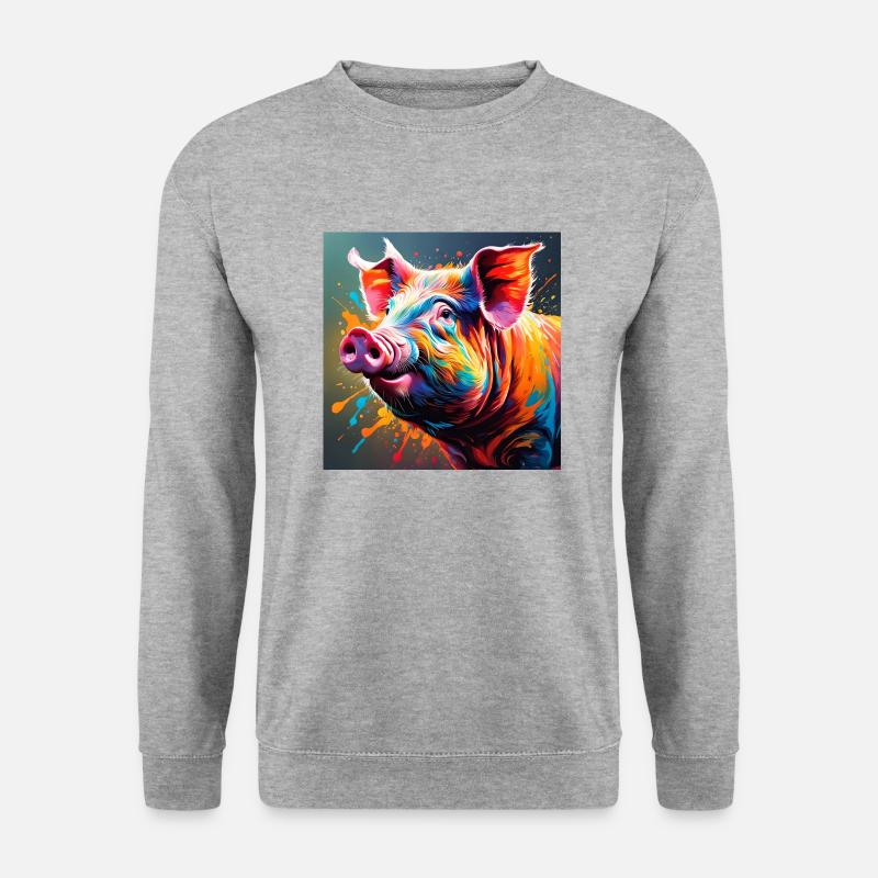Pig - Unisex Pullover - Weißgrau meliert