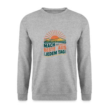 Make the most of every day - Unisex Sweatshirt - salt & pepper - Front - Alina (178cm) & Michal (187cm)