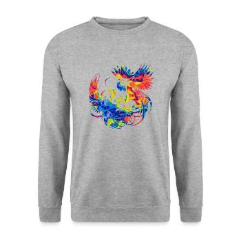 Cock tup fight animal isolated colorful chicken - Unisex Sweatshirt - salt & pepper - Front - Alina (178cm) & Michal (187cm)