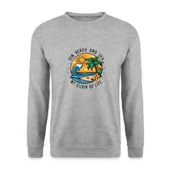 Sun, beach and sea - my elixir of life - Unisex Sweatshirt - salt & pepper - Front - Alina (178cm) & Michal (187cm)