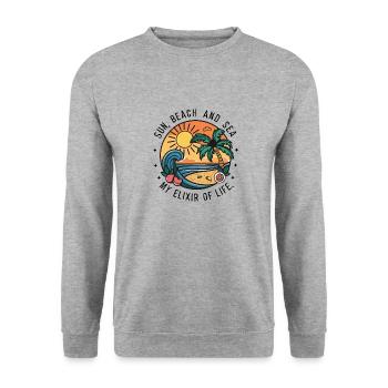 Sun, beach and sea - my elixir of life - Unisex Sweatshirt - salt & pepper - Front - Alina (178cm) & Michal (187cm)