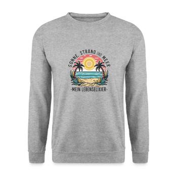 Sun, beach and sea - my elixir of life - Unisex Sweatshirt - salt & pepper - Front - Alina (178cm) & Michal (187cm)
