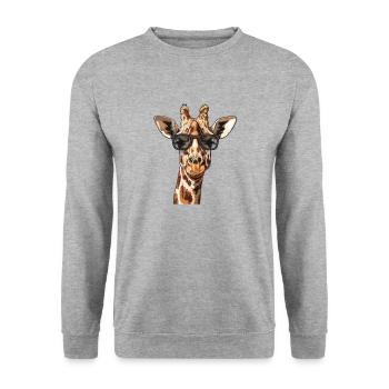 Giraffe Lustig Sommer - Unisex Pullover - Weißgrau meliert - Vorne - Alina (178cm) & Michal (187cm)