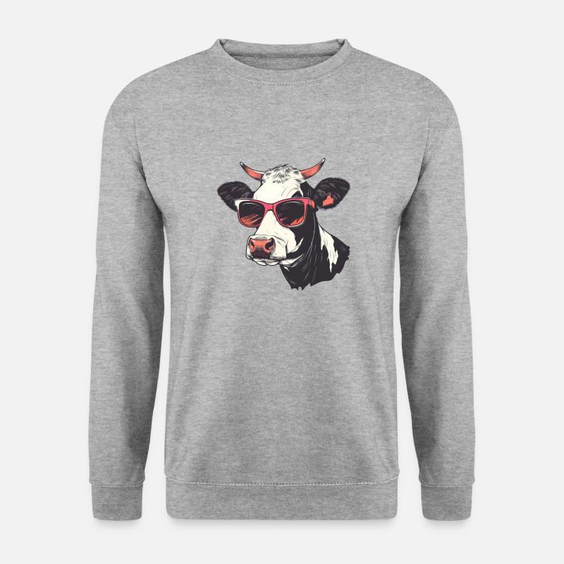 Kuh Sonnenbrille - Unisex Pullover - Weißgrau meliert