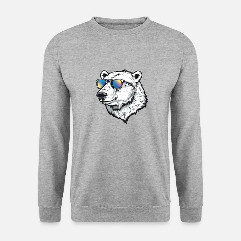 Eisbär Lustig Sommer Sonne - Unisex Pullover - Weißgrau meliert