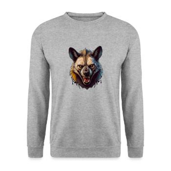 Animal sauvage en colère hyène combative - Sweat-shirt Unisexe - gris chiné - Devant - Alina (178cm) & Michal (187cm)
