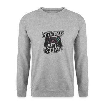 Eat, Sleep, Game, Repeat - Unisex Sweatshirt - salt & pepper - Front - Alina (178cm) & Michal (187cm)