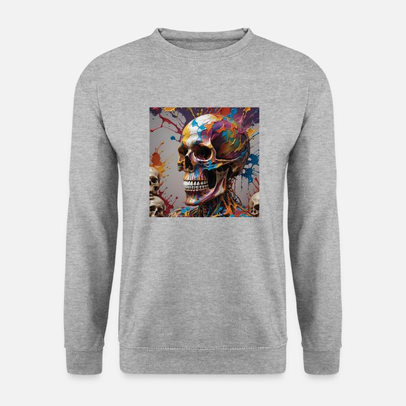 Skullhead - Unisex Pullover - Weißgrau meliert