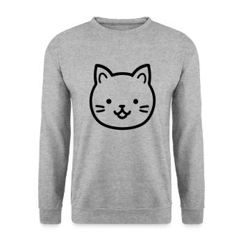Katze - Unisex Pullover - Weißgrau meliert - Vorne - Alina (178cm) & Michal (187cm)