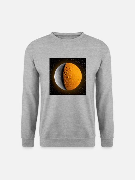 Orangegrauer Planet - Unisex Pullover - Weißgrau meliert